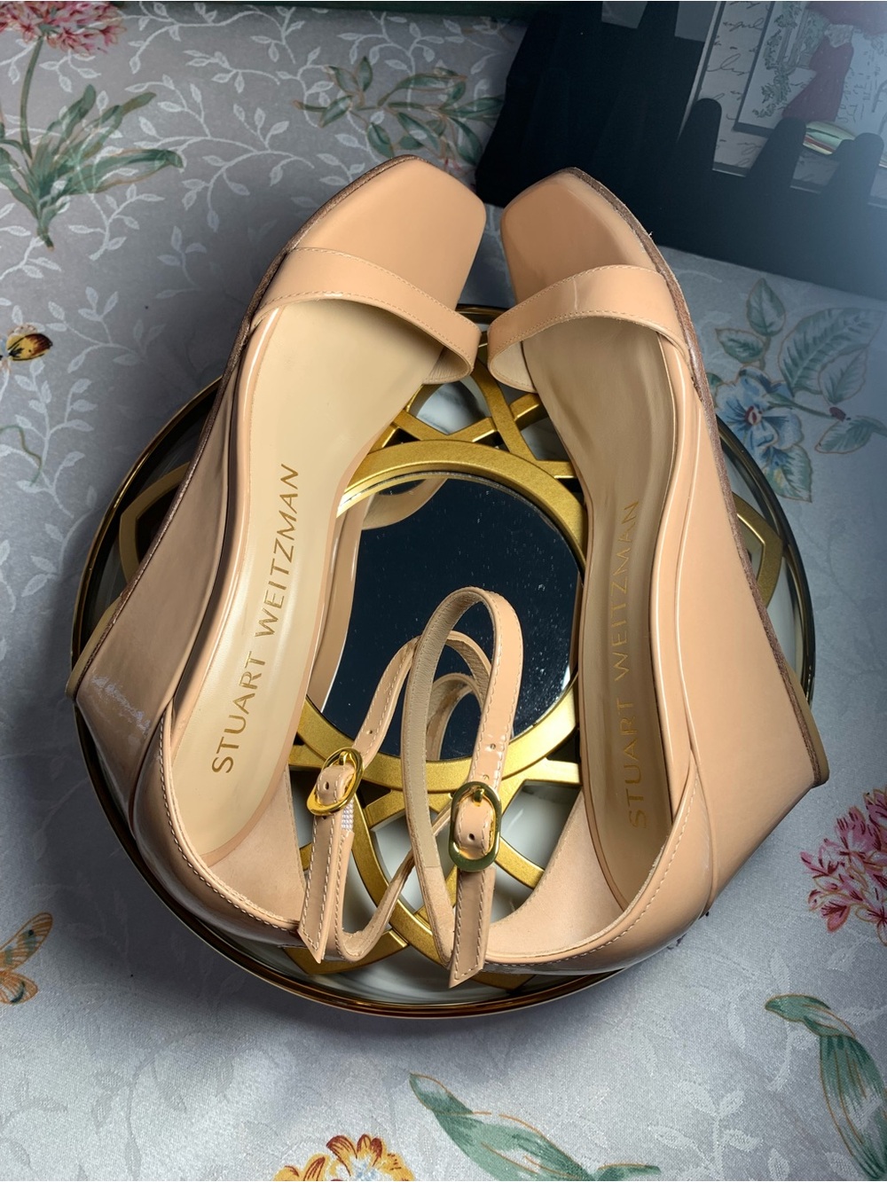 Stuart Weitzman Neutral Tan Block Heel Ankle-Strap Sandals - Picture 10 of 16